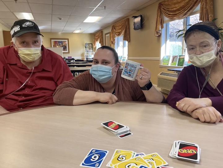 residents playing uno game