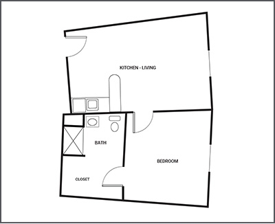 1 Bedroom apartment floor plan for shipley living